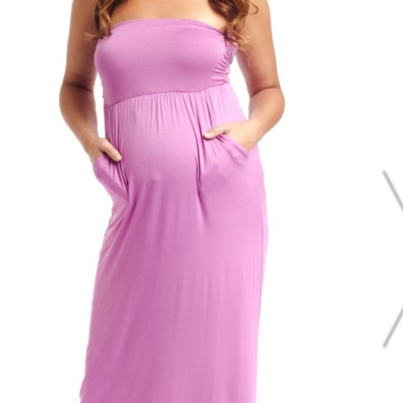 Pink blush purple maternity maxi dress