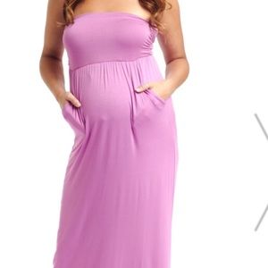 Pink blush purple maternity maxi dress