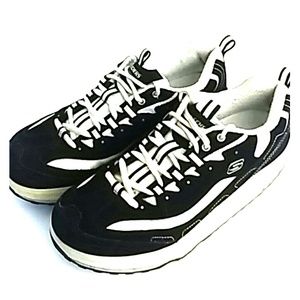 Skechers Shape Up 10 Black White Fitness Shoes
