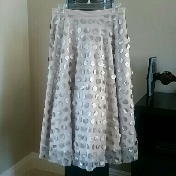 Anthropologie Eva Franco Shimmer spot  embellished midi skirt blush NEW - Picture 3 of 3