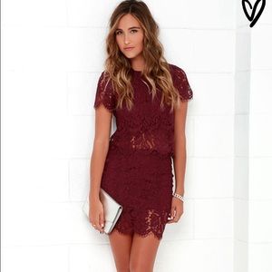 Lulu's Turn Back Time Burgundy Two Piece Dress