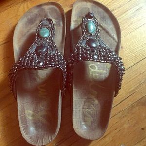 Sam edelman beaded  leather slippers