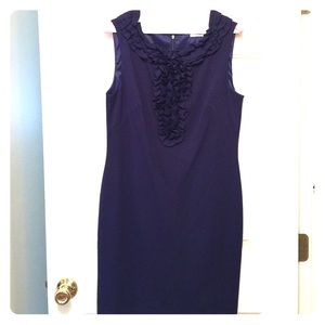 Trina Turk Navy Blue Ruffle Dress