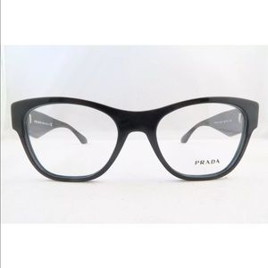 PRADA VPR 07R-1O1 Black Eyeglasses Clear Demo Lens