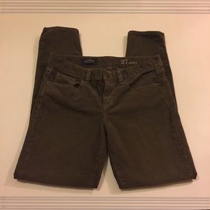 J. Crew Toothpick Olive Green Ankle Cords