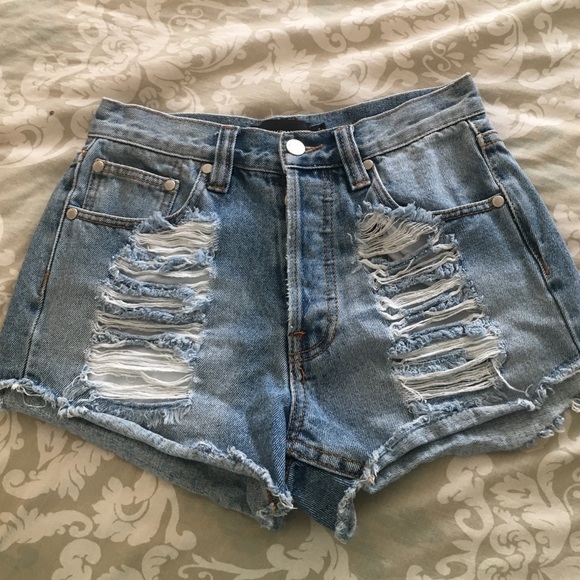 Minkpink distressed high waisted shorts