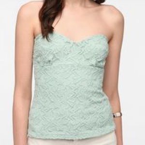 Pins and Needles lace zip-back strapless top