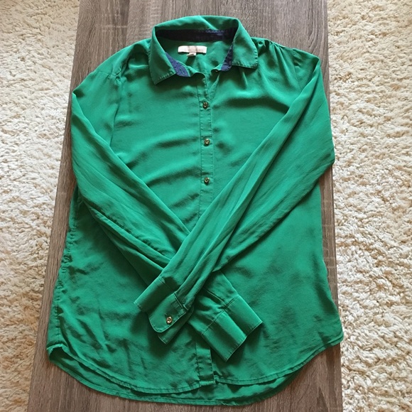 Emerald Green Banana Republic Silk Blouse