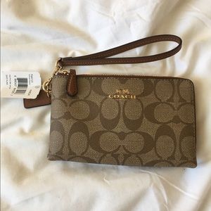 Classic Coach Print Wristlet