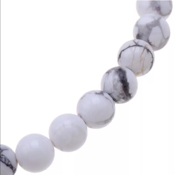 WHITE MARBLE BEADED BUDDHA BRACELET - Picture 4 of 4