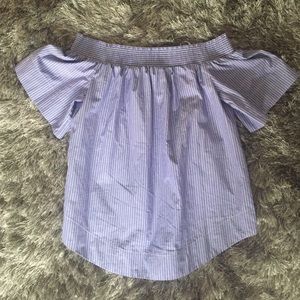 JCrew pinstripe off the shoulder top!