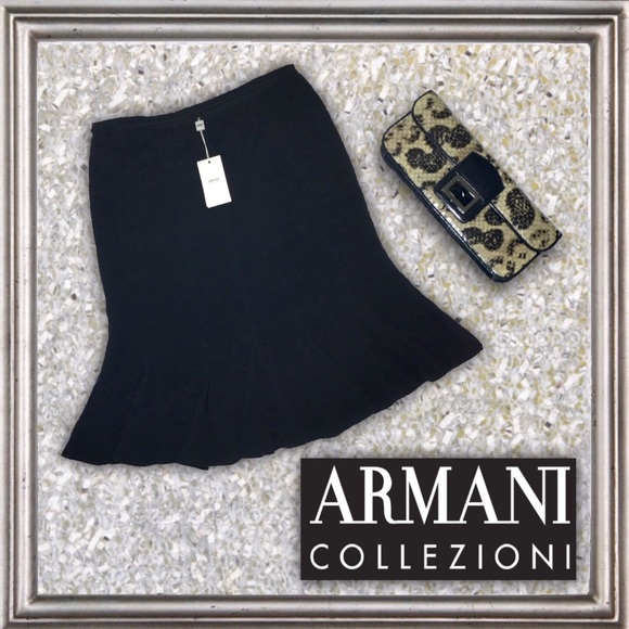 ARMANI couture Black 100% Italian Silk Godet skirt - Picture 5 of 5