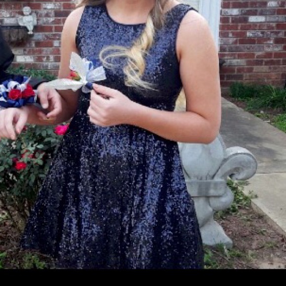 Navy sequin homecoming dress