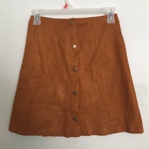 High Waisted Suede A-Line Skirt