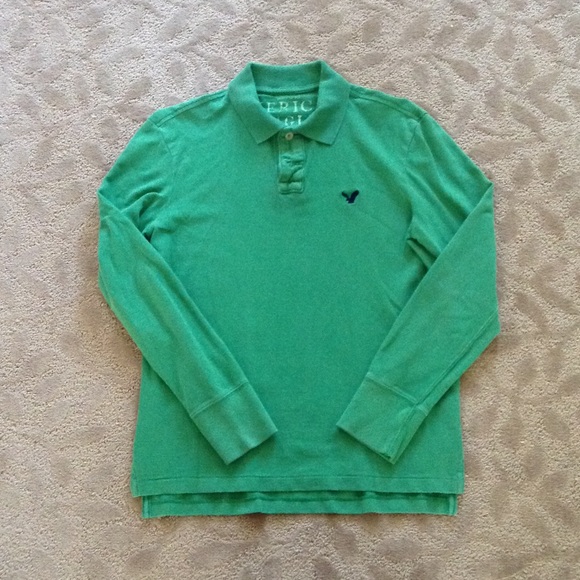 American Eagle men's sz S green, long sleeve polo