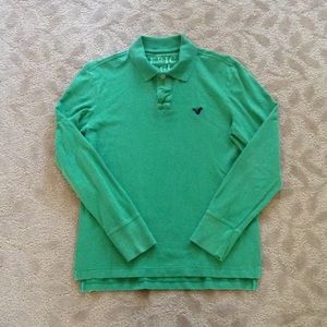 American Eagle men's sz S green, long sleeve polo