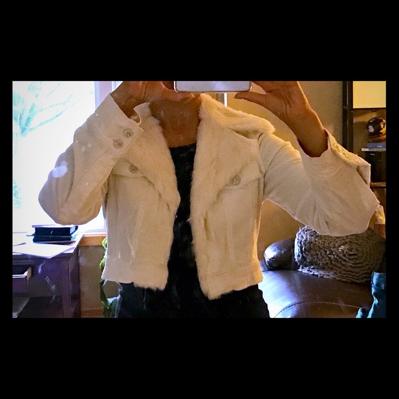 Rabbit fur and cotton/spandex corduroy ArdenB coat