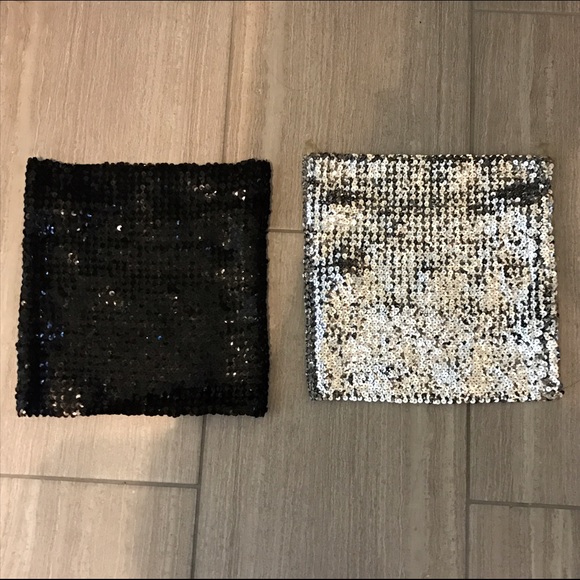 Two Strapless Sequins Top Silver and Black