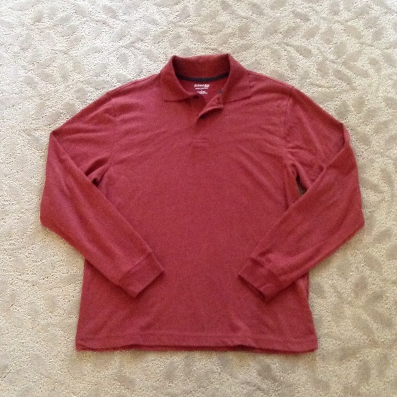 St John's Bay men's sz S brgndy long sleeve polo