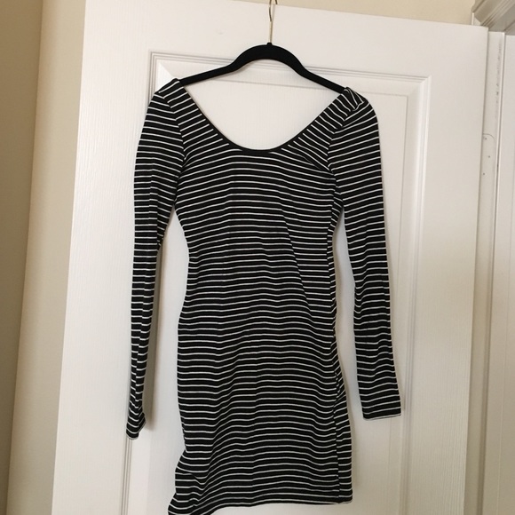 Black white stripped dress