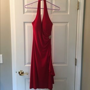 Red halter dress