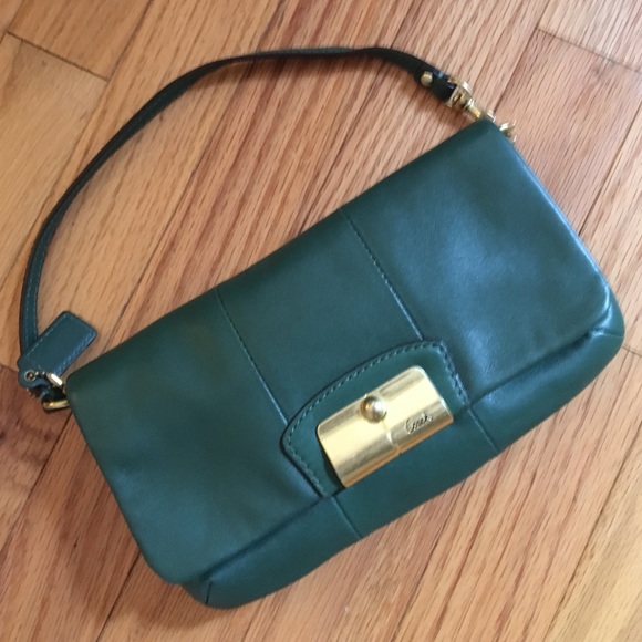 Hunter green Coach wristlet