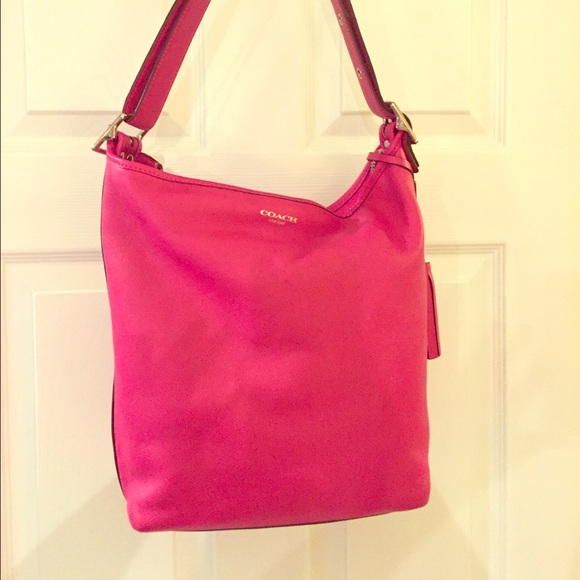Hot pink leather coach purse
