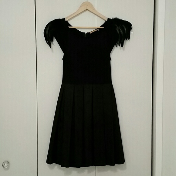 Alice and Olivia black dress with feather detail