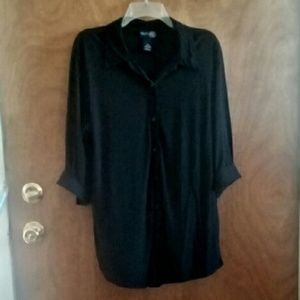 Lane Bryant polyester button down black top