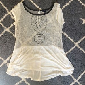 American eagle boho embroidered top