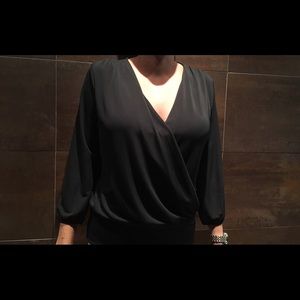 Talbots black semi wrap shirt. Elegant. Xs