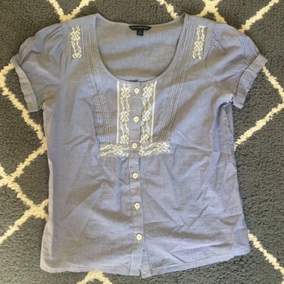 American eagle button down blouse top lace