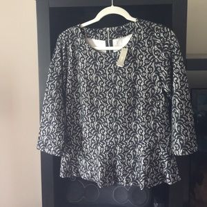 Black and White Lace J. Crew Top Size M