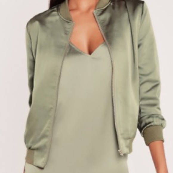 Missguided x Carli Bybel Satin Green Bomber
