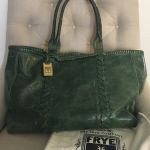 Large Green Frye Leather Tote