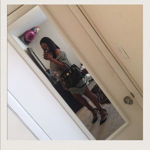 Plus Size Stripe off shoulder dress