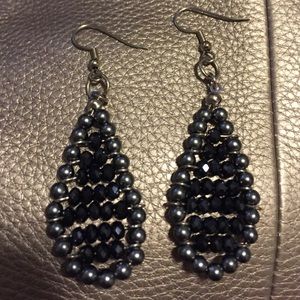 💥Handmade silver pearl Swarovski drop earrings!