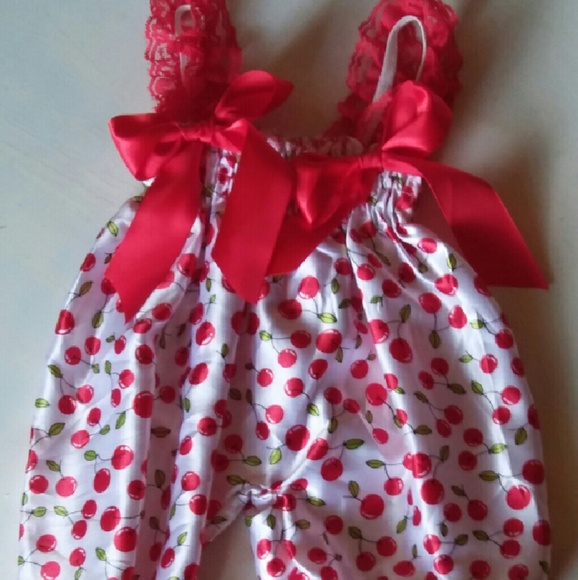 Cherry Satin Romper 0-9m+