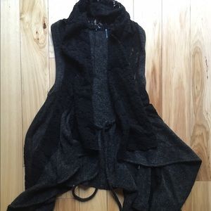 Black and gray lace vest beautiful.