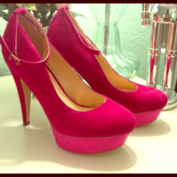 Pink/Fuchsia Platform Ankle Strap Heels