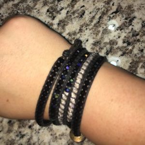 Black and clear stone chan luu bracelet