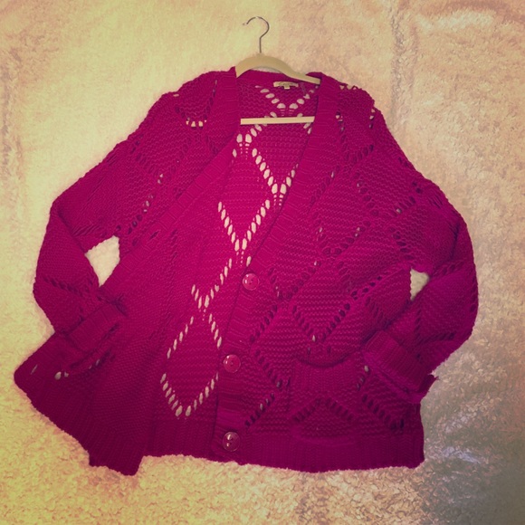 Fuchsia pink knit sweater