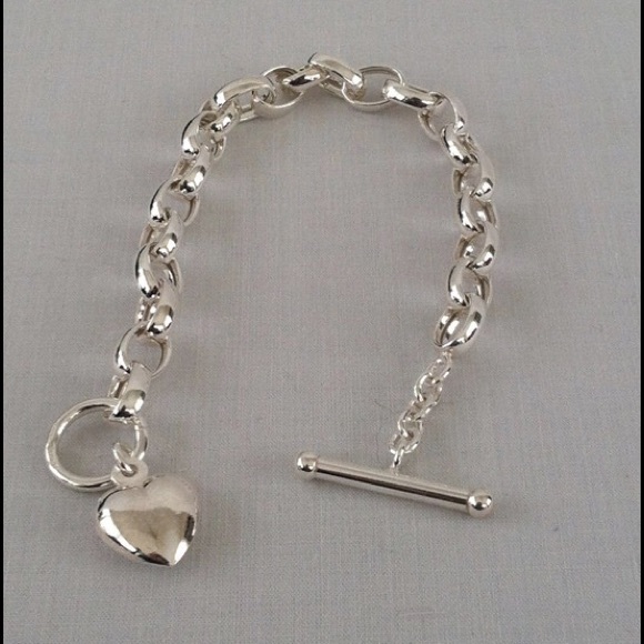 🤍 8" Sterling Toggle w Heart Charm Bracelet - Picture 2 of 3