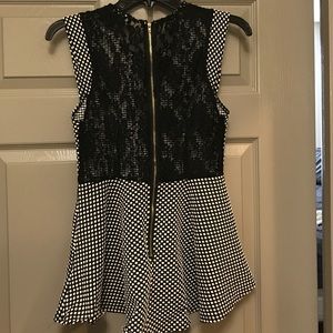 Peplum top lace and polka dots