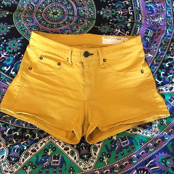 Rag & Bone yellow stretch cotton shorts