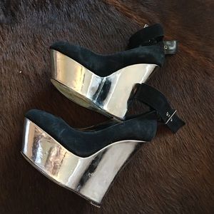 Bebe platinum platform heels