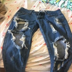Rebel Indigo Slashed Skinnies
