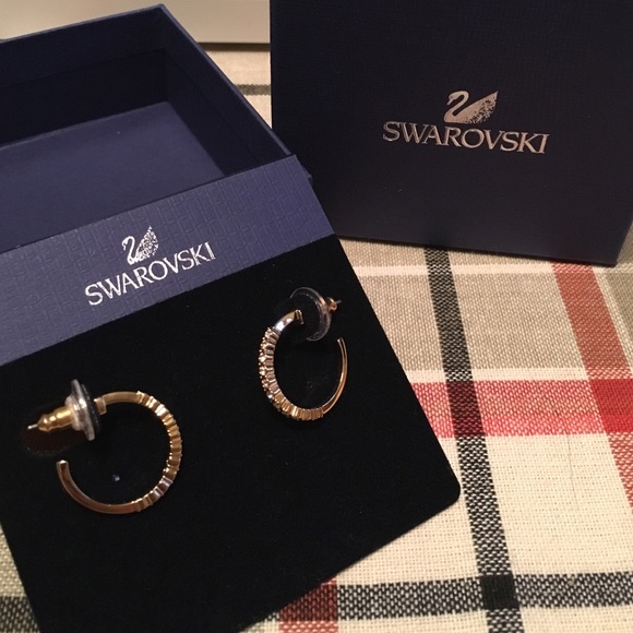 Sommerset hoop earrings, White, Gold-tone plated | Swarovski Swarovski gold hoop sparkle earrings NWT