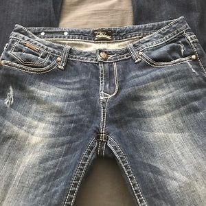 Express rerock jeans. Bottom slightly frayed
