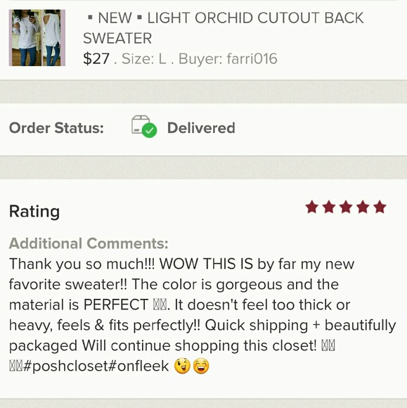 🌺LAST ONE🌺LIGHT ORCHID CUTOUT BACK SWEATER - Picture 4 of 4